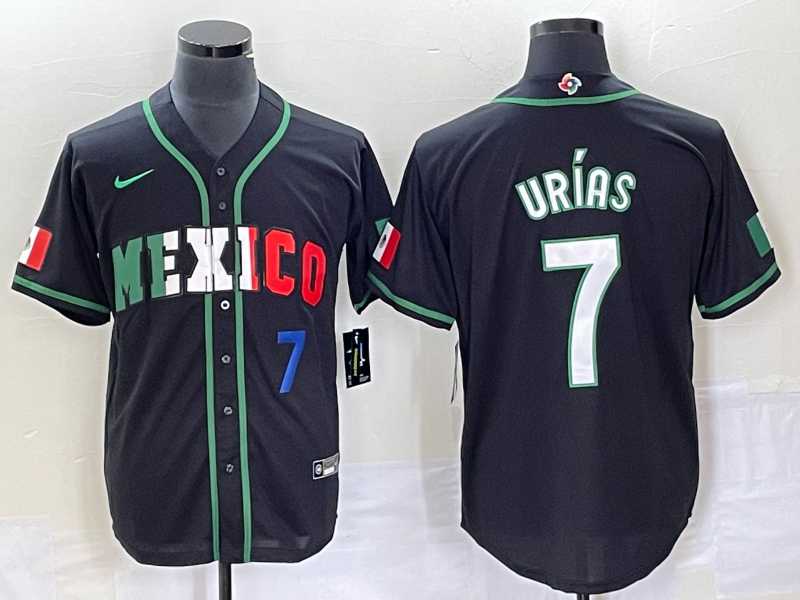 Men%27s Mexico Baseball #7 Julio Urias Number 2023 Black White World Classic Stitched Jersey6